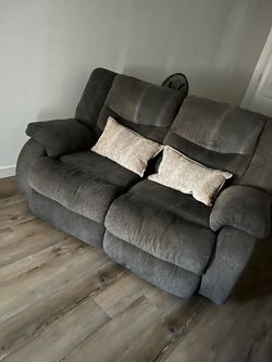 Gray Fabric Reclining Loveseat
