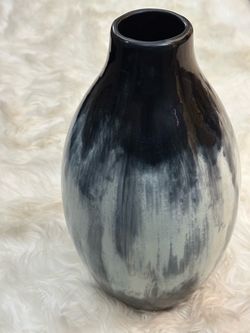 Blue & Black Ceramic Decorative Vase – 14.5”