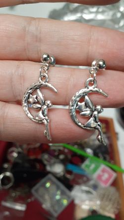 New made Fairy Crescent moon earrings Post style