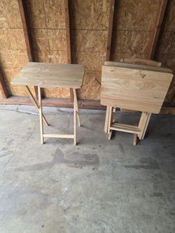 Set of Wooden Folding TV Tray Tables 3