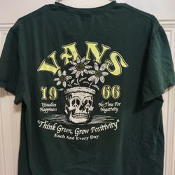 🌱VANS Think Green Grow Positivity Shirt Large Preowned Plants Skull BG21