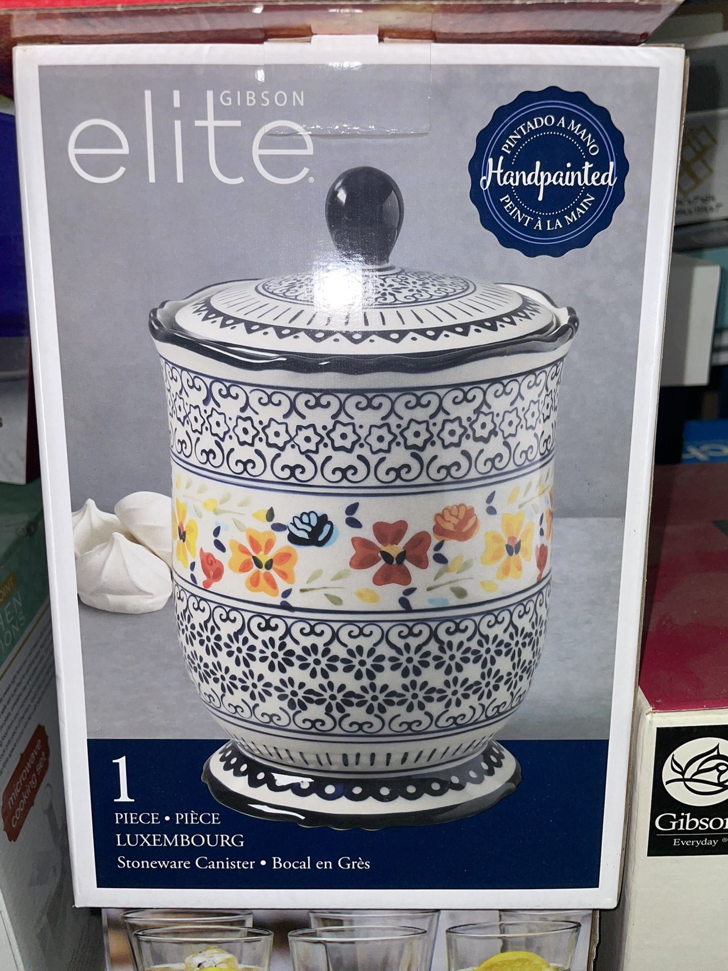 Gibson Elite Luxembourg 2.72 Qt. Stoneware Canister with Lid