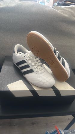 Adidas White Low-Top Sneakers with Black Stripes