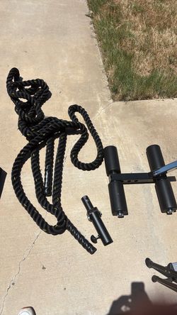 Workout rope, land mine, leg extension