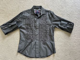 Christopher Wicks English Laundry Mens Embroidered Long Sleeve Shirt - Size Medium