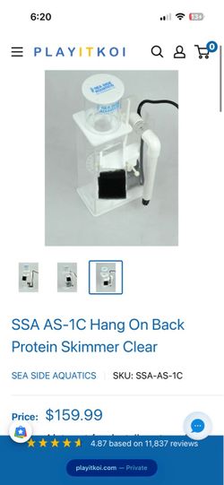 Hob protein skimmer for reef