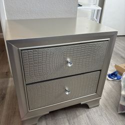 Brand New Silver Shiny Ashley’s Night Stand