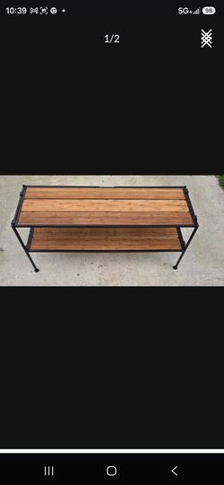 Shoe rack, bamboo, 35 x 12 x 14.5" high,  folds for storage