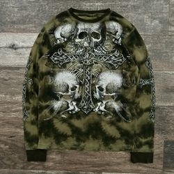 Vintage Y2K MMA Elite Grunge Skull Long Sleeve