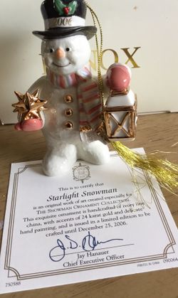 Collectible Lenox Starlight Snowman New In Box.