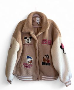 DISNEY X FOREVER 21 VARSITY SHERPA JACKET