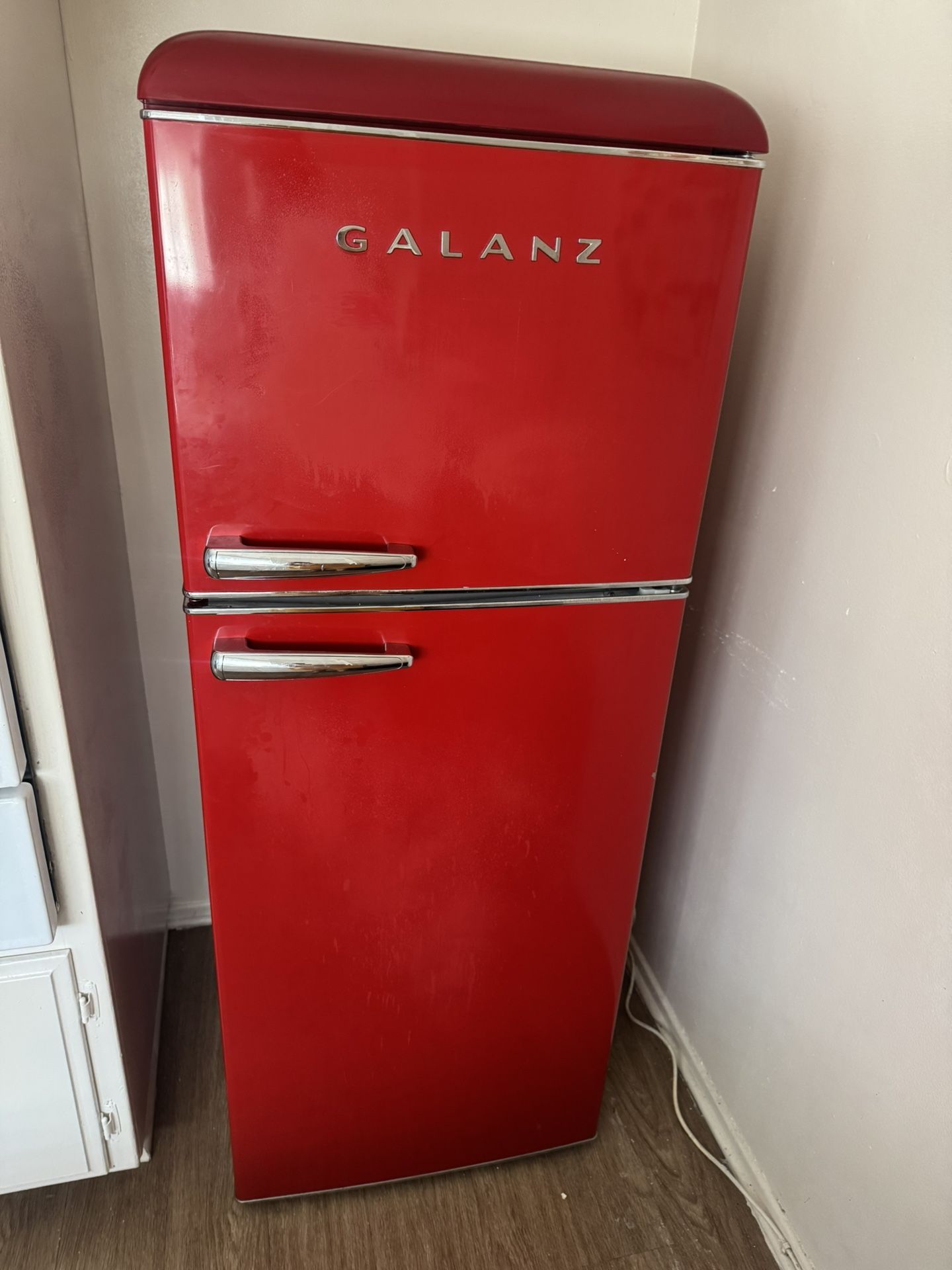 Red Galanz fridge