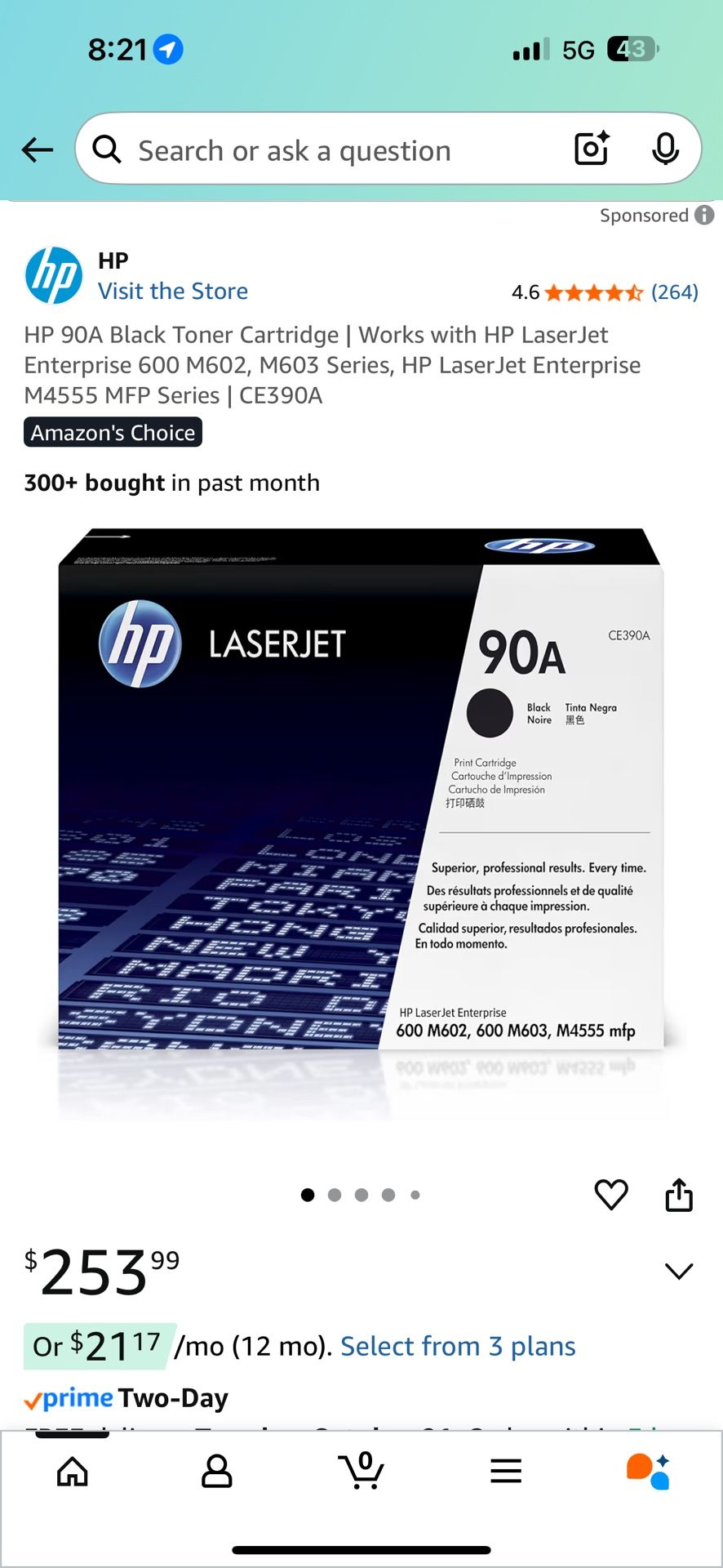 Toner HP Laser Jet 90A