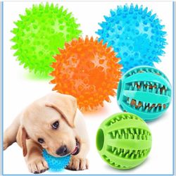 PUPTILY 2 Different Functions Interactive Ball for Dogs 2.5” Squeaky Dog Balls Toys and Puppy Teething Chew Toy Balls for Small Dogs for Clean Teeth a