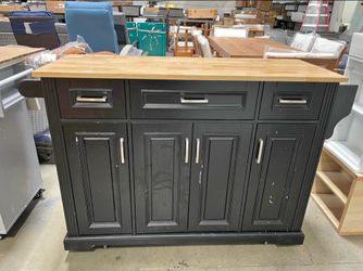 Some Damages Assembled New 54" Kitchen Island with Wood Drop Leaf Rolling Kitchen Cart
