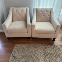 Macy's Chloe Velvet Tufted Chair (Ivory) Set Of 2 