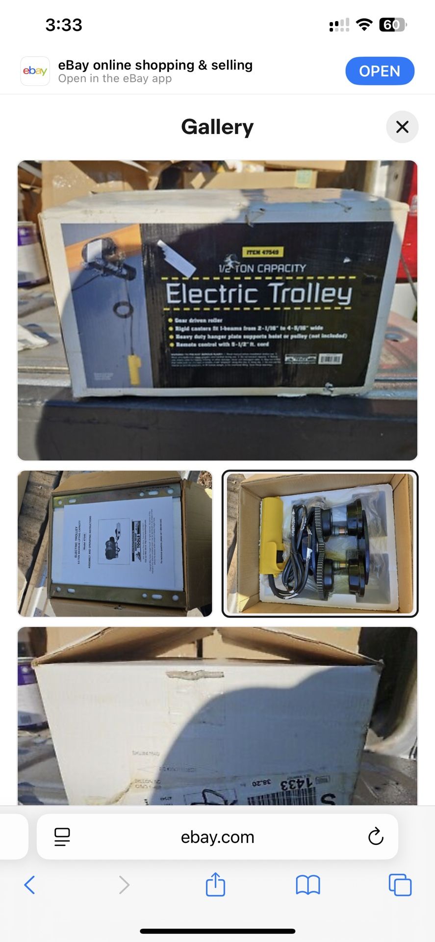 1/2 Ton Electric Trolly Brand New In Original Box