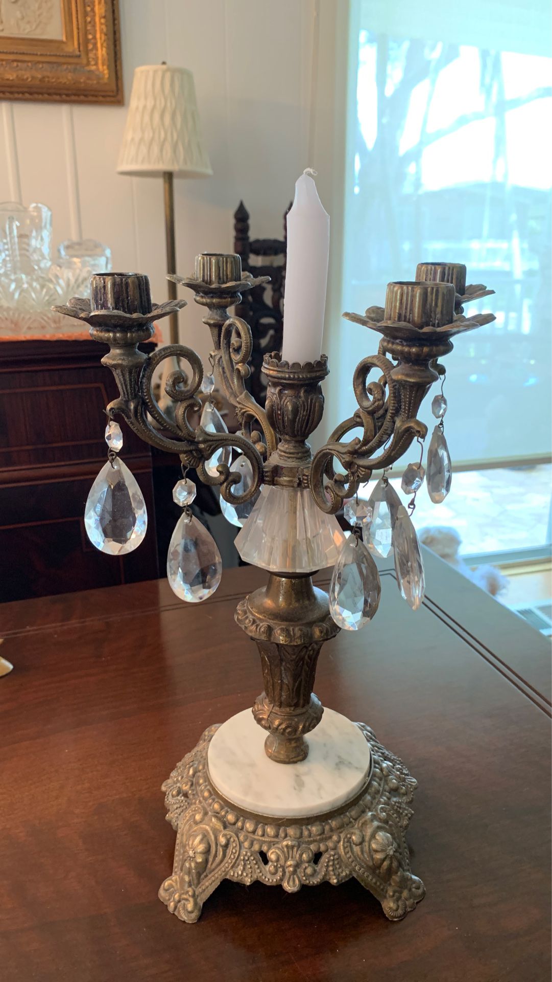 Antique Candelabra with Crystals from Italy
