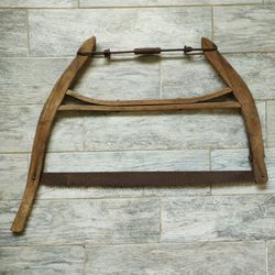 Vintage Primitive Crosscut Hand Saw Wood Log Tree Box Saw Antique