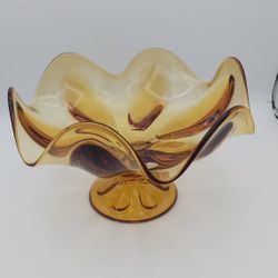 Large Vintage Viking Epic 6-Petal Glass Compote/ Bowl 