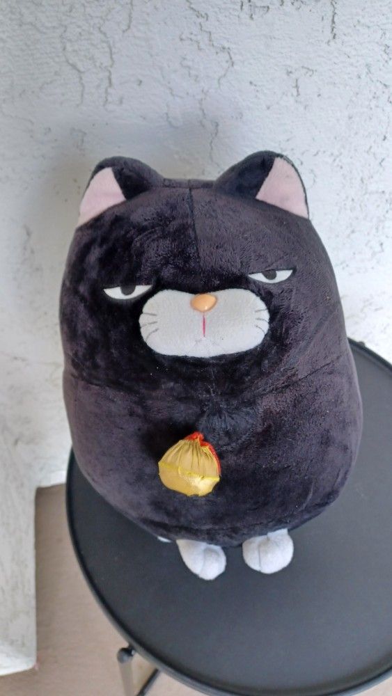 Grumpy Black Cat Plushie 