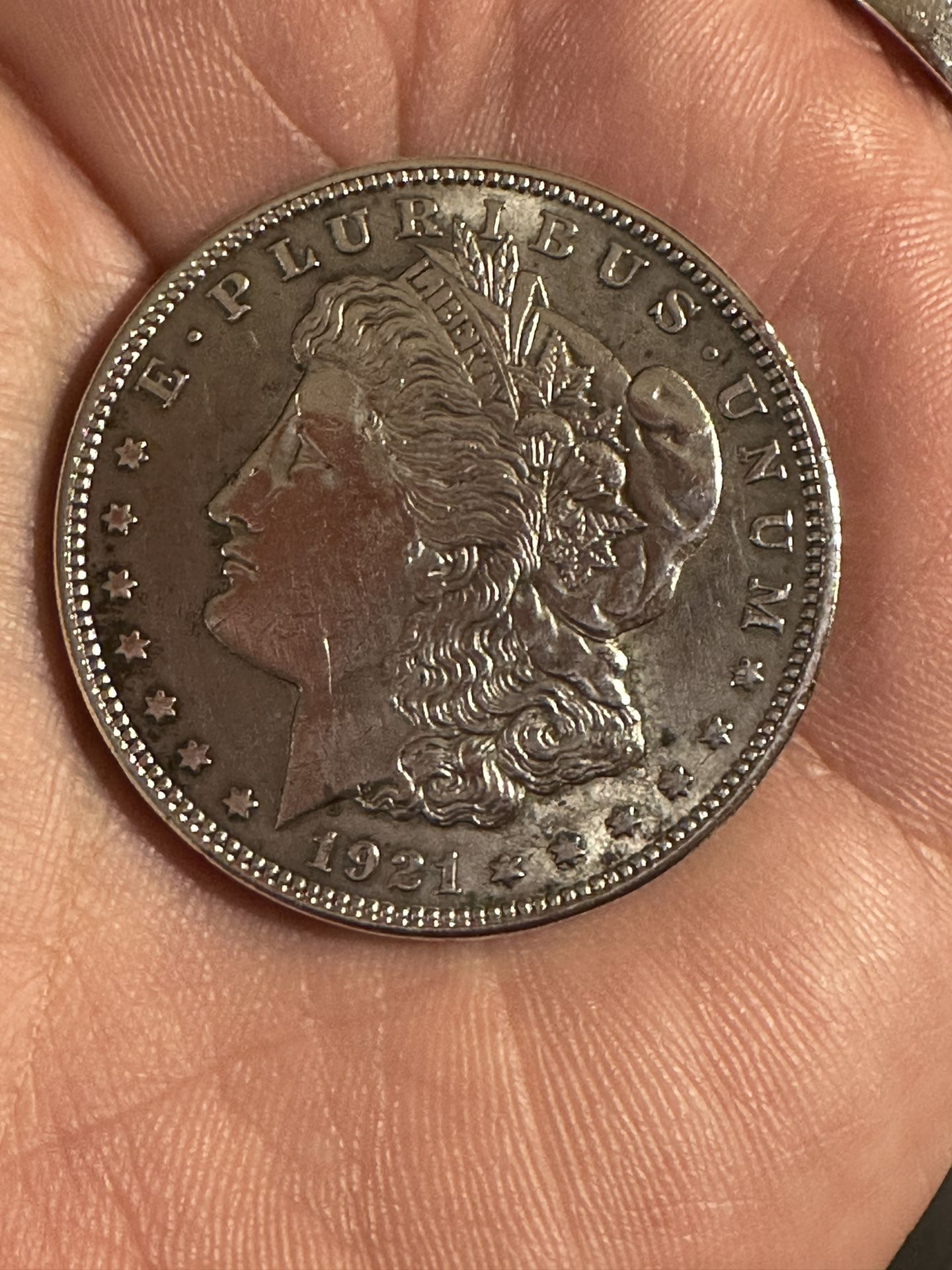 1921 Silver Morgan Dollar Coin - Circulated / No Visible Mint Mark