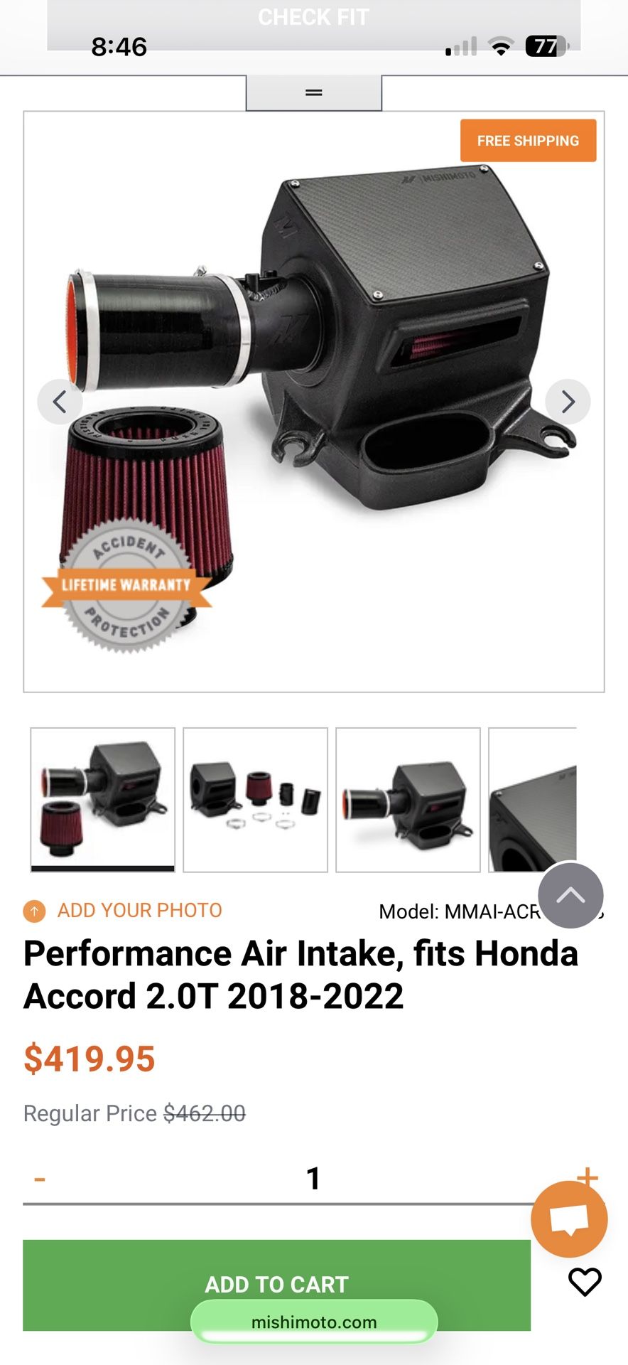 Mishimoto Intake Accord 2.0t