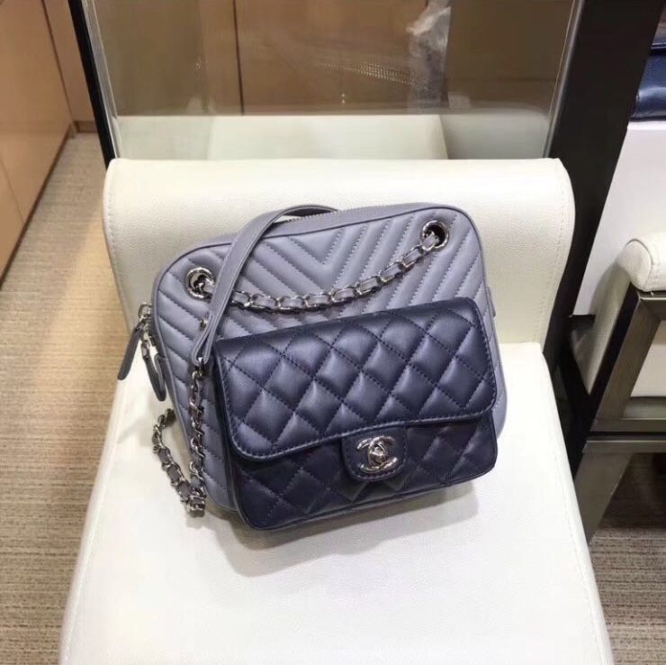 Chanel Chevron Quilted Camera Case Bag