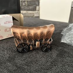 Vintage 1974 Copper Stagecoach Coin Bank NEW