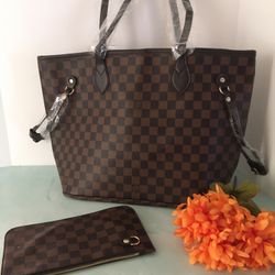 Brown Checkered Handbag 