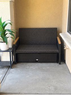 Outdoor Wicker Storage Bench Loveseat