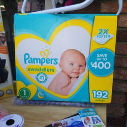Size 1 PAMPERS Swaddlers 192ct