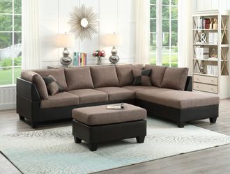 NEW - Light Brown Sectional and Ottoman *FREE DELIVERY*