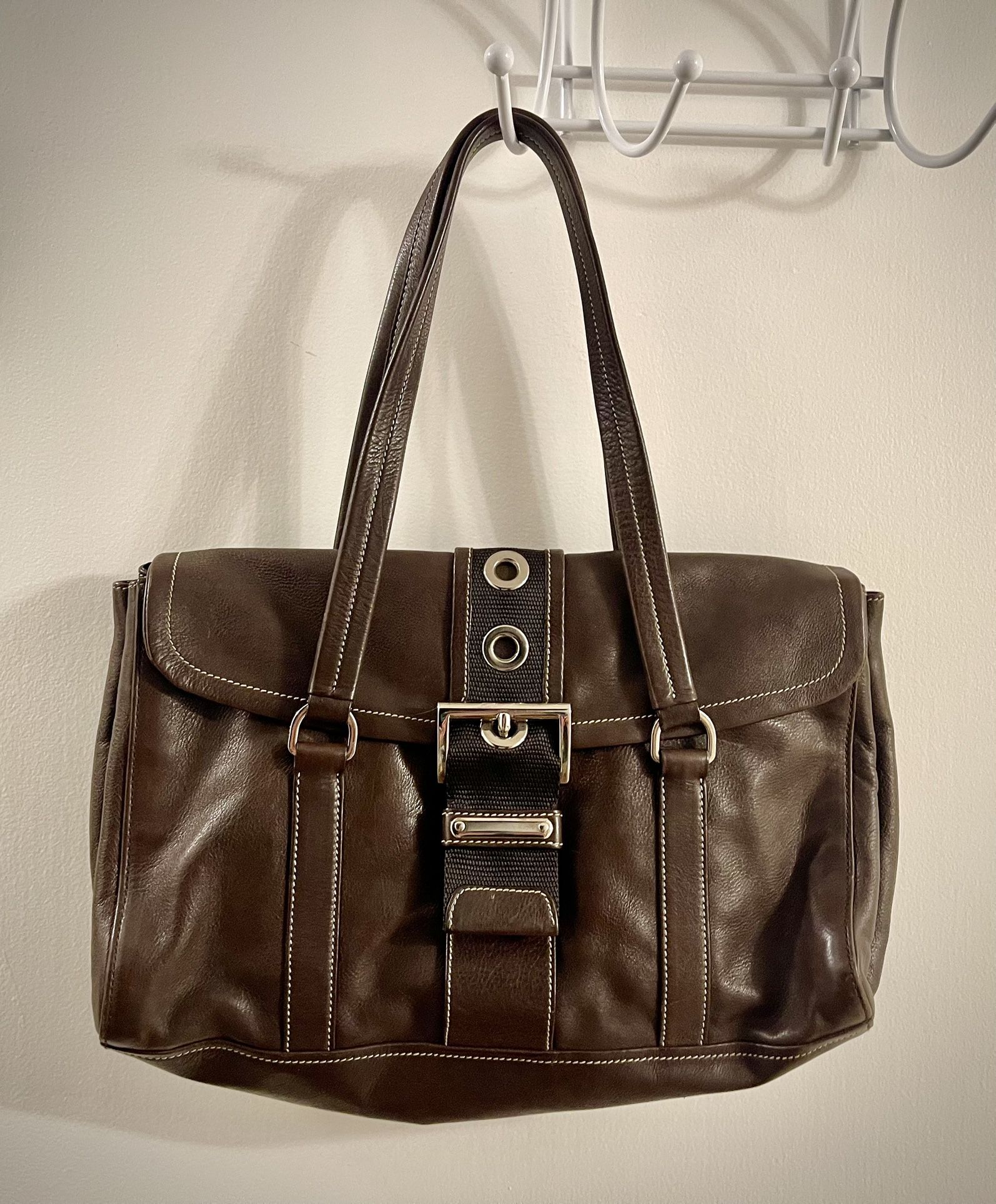 Prada Tessuto Leather Handbag – Brown – Lightly Used