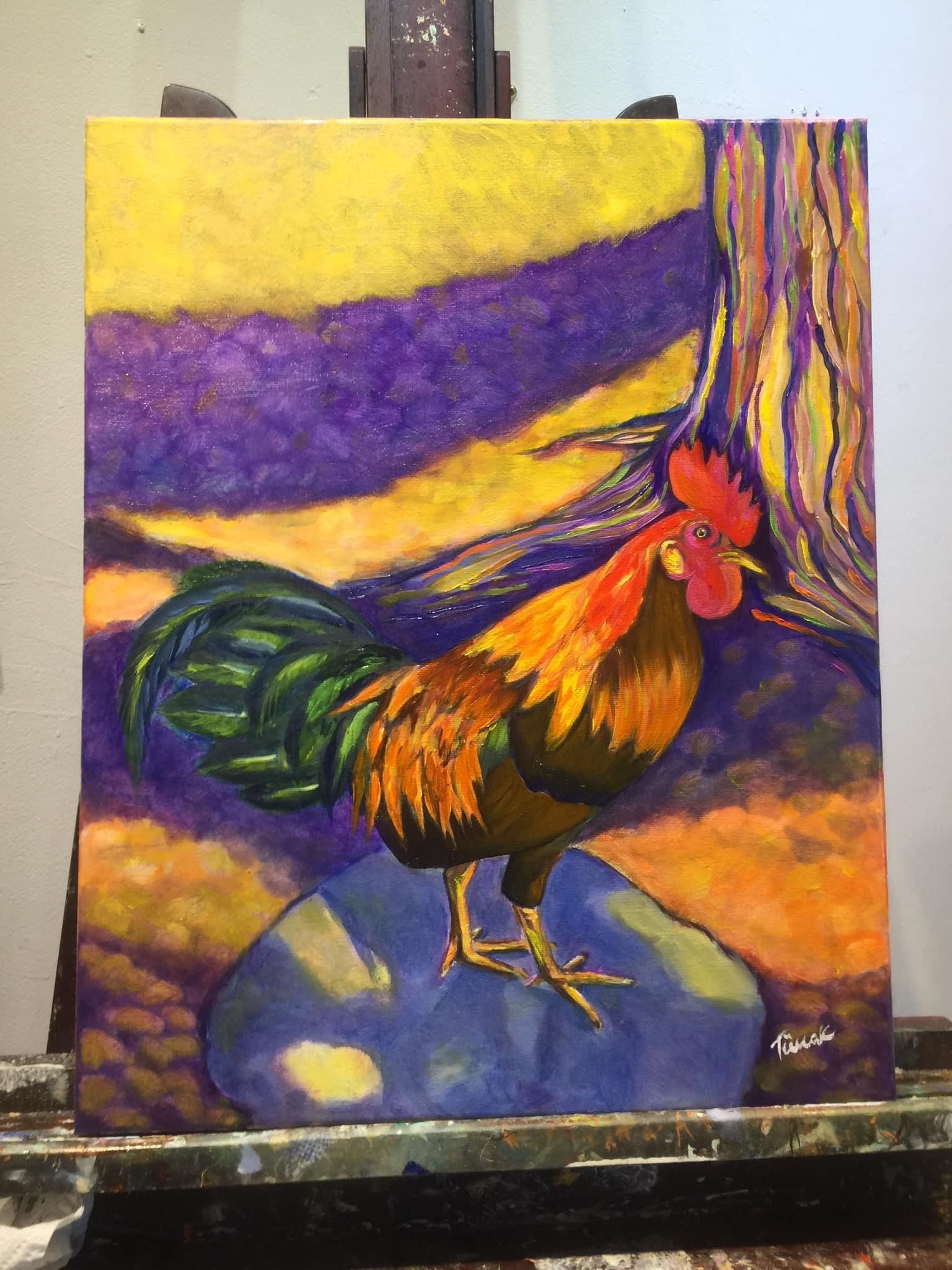 Rooster Original Oil Painting