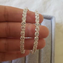 White Diamond Hoops