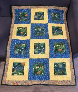 Vtg Handmade Reversible Crib Baby Quilt Animals Ladybugs Fireflies 38x50 Signed