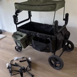 Jeep Deluxe Wrangler Stroller Wagon w/ Cooler Bag & Parent Organizer 