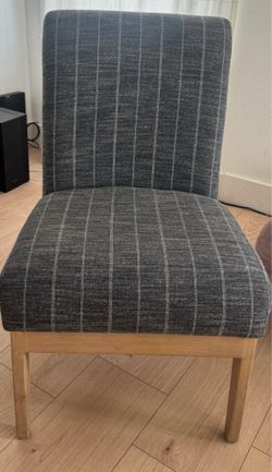 Hearth & hand Upholstered Wide Stripe Natural Wood Accent Chair - Dark Gray