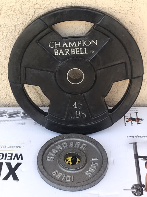 OLYMPIC IRON GRIP CHAMPION BARBELL WEIGHT PLATE. for Sale in Las Vegas, NV OfferUp