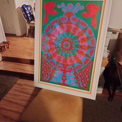 ORIGINAL 1967 PSYCHEDELIC LITHOGRAPH FROM EAST TOTEM WEST BLACK LIGHT LITHOGRAPH POSTER CO. S.F. CA.1960S CUSTOM FRAMED MATTED 24X36 VERY RARE