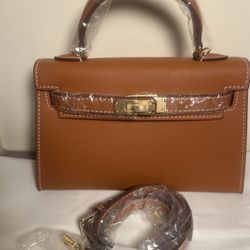 Mini Kelli Tan Leather Handbag 