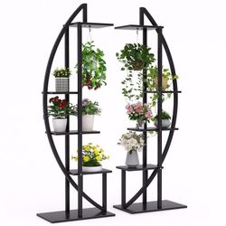 Hoga-F1148 New 5-Tier Black Wood Plant Stand (2 Pack