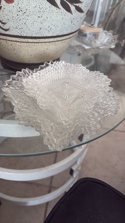 6 Vintage 1950s Diamond Point Indiana Glass Square Candy Dish