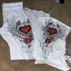White Set With Heart Design Size Large