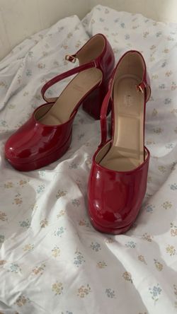Red Platform Mary Jane Heels
