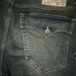 Dark Blue And Green True Religion Shorts For Men