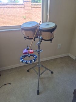 LP Bongos with Stand & Percussion Accessories
