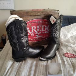 Authentic Laredo Western Boots..Men's 10 D...Black with Silver Toe Guards And Heel Gaurds