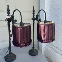 2 Unique Burgundy Table Lamps